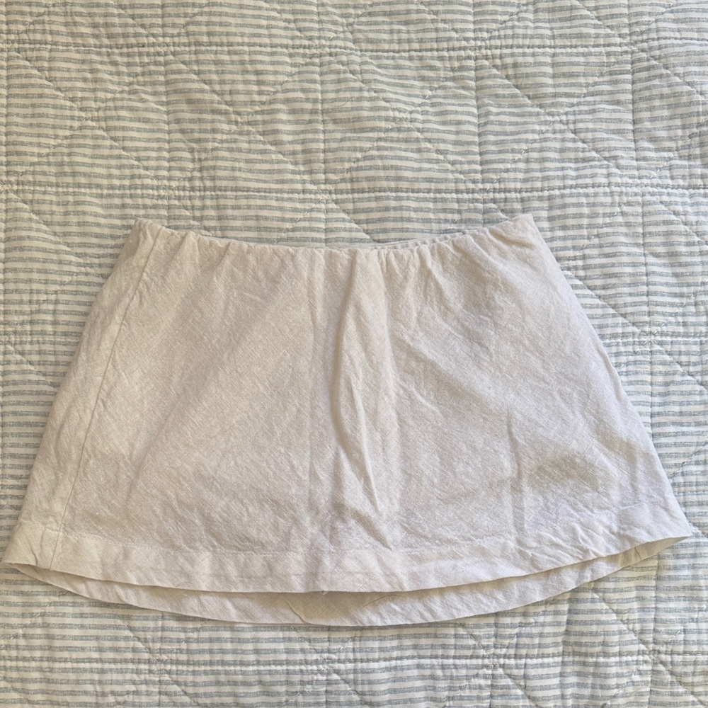 Free People White Linen Mini Skort